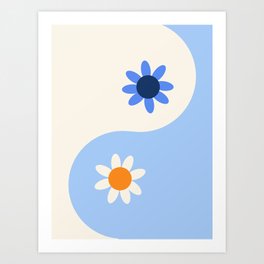 Yin Yang floral - oceanic Art Print