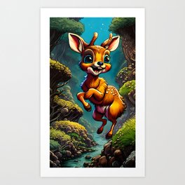 Happy Deer picture Art Print
