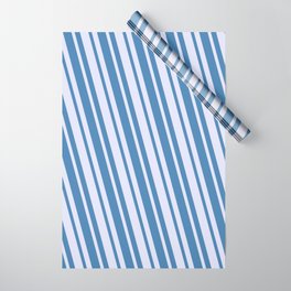 [ Thumbnail: Lavender and Blue Colored Striped/Lined Pattern Wrapping Paper ]