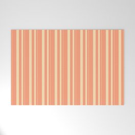 [ Thumbnail: Beige & Light Salmon Colored Pattern of Stripes Welcome Mat ]