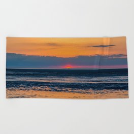 Orange and Navy Sunset, Chapin Beach Beach Towel