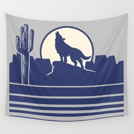 Howling at the Moon Landscape 237 Blue and Gray Wall Tapestry