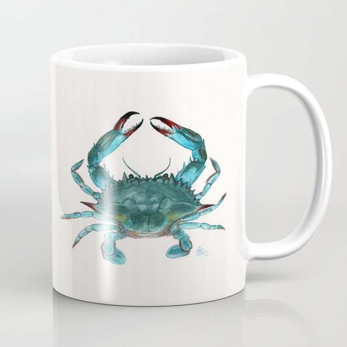 "Blue Crab" by Amber Marine ~ Watercolor Painting, Illustration, (Copyright 2013) Coffee Mug