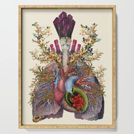 adore anatomical heart lungs collage by bedelgeuse Serving Tray