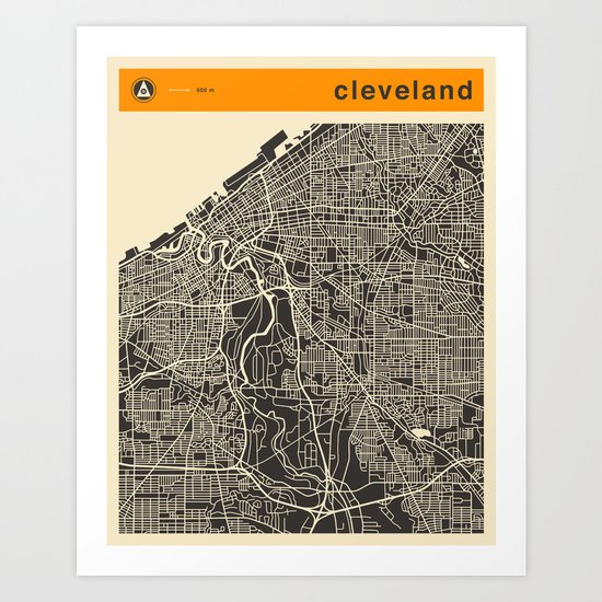 Cleveland Map Art Print
