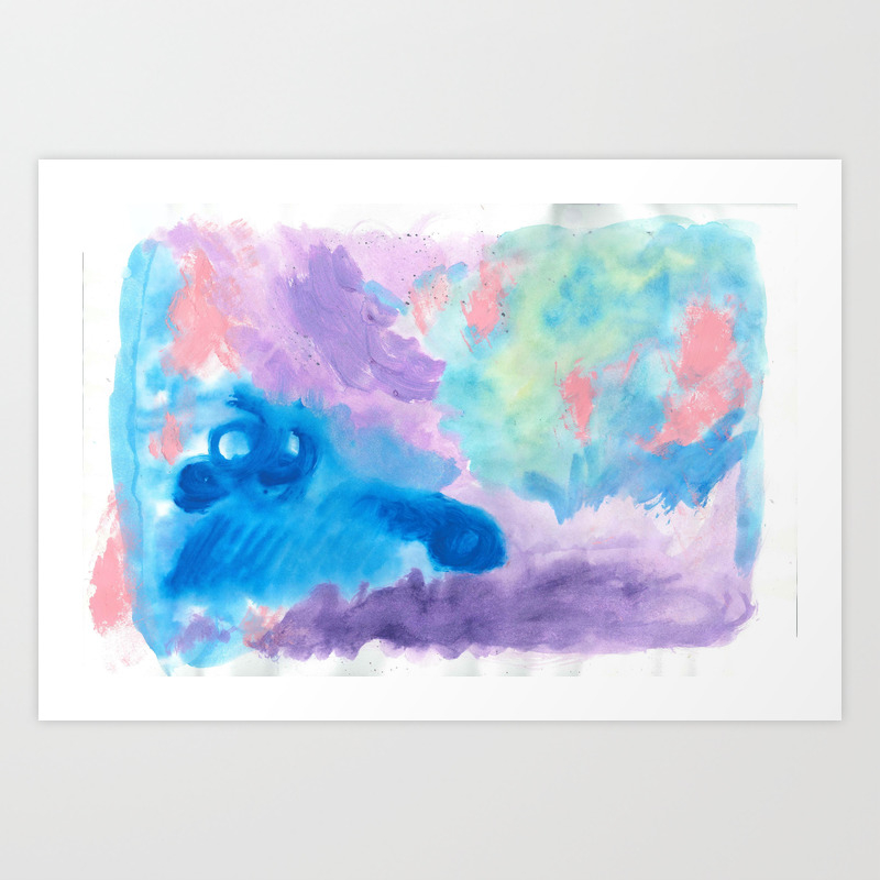Cotton Candy Explosion Watercolor Painting Art Print By