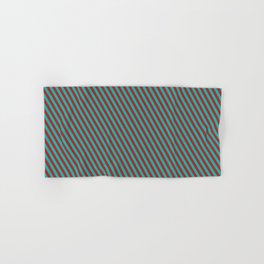 [ Thumbnail: Light Sea Green & Brown Colored Lined/Striped Pattern Hand & Bath Towel ]