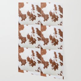 Minimal Brown Cowhide, Cow Skin Print Pattern Wallpaper