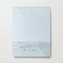 Lima, Peru, Playa Waikiki, Miraflores Travel Poster Metal Print