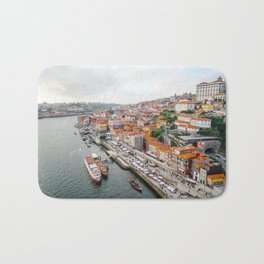 Beautiful Porto. Ribeira area and the Douro River. Bath Mat | Landmark, Boats, Portuguese, Oporto, Portugal, Photo, Ribeiratunnel, Town, Episcopalpalace, Panoramic 