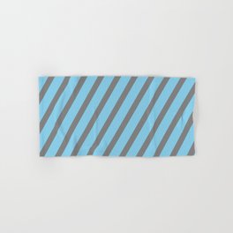 [ Thumbnail: Sky Blue and Gray Colored Lines/Stripes Pattern Hand & Bath Towel ]