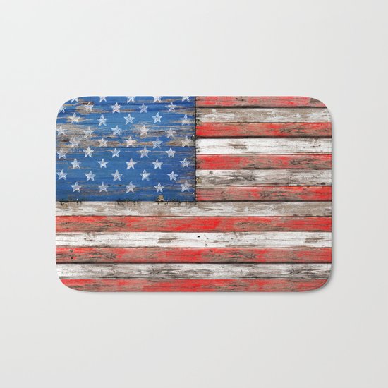 USA Vintage Wood Bath Mat