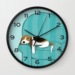 Happy Couch Beagle | Cute Sleeping Dog Wall Clock