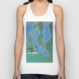 Elk Lake Michigan map Unisex Tank Top