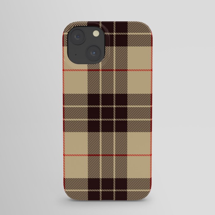 Tan Tartan with Black and Red Stripes iPhone Case