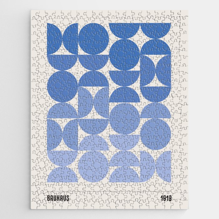 Blue II Ombre Bauhaus Abstract  Jigsaw Puzzle