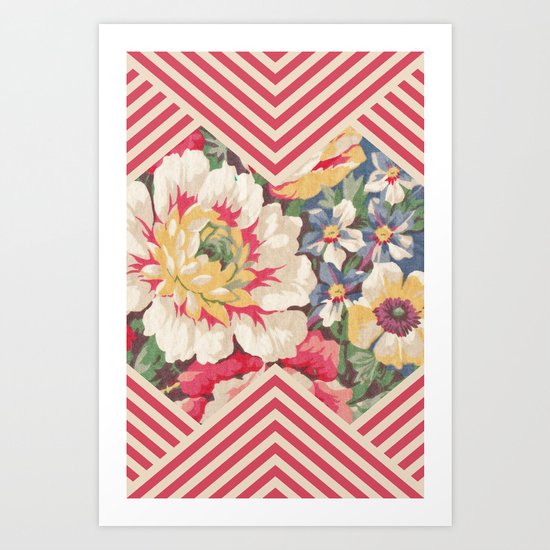 Floral Chevron Art Print
