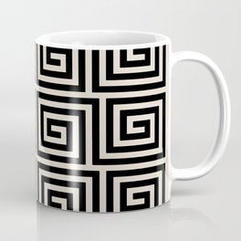 Greek Key Pattern 123 Black and Linen White Coffee Mug
