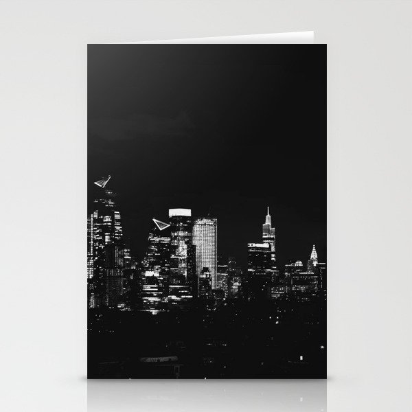 New York City Skyline at Night Stationery Cards