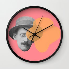 James Joyce - portrait pink and yellow Wall Clock | Writer, Bookstore, Irish, Portraitartist, Reader, Dublinersjoyce, Literature, Artistyoungman, Book, Books 