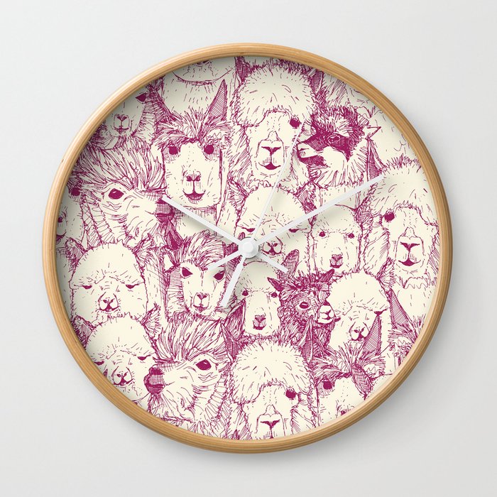 just alpacas cherry pearl Wall Clock