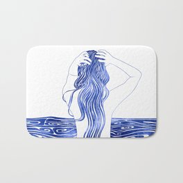 Nereid XI Bath Mat | Swim, Beauty, River, Woman, Watercolor, Mermaid, Painting, Nererid, Lady, Nautical 
