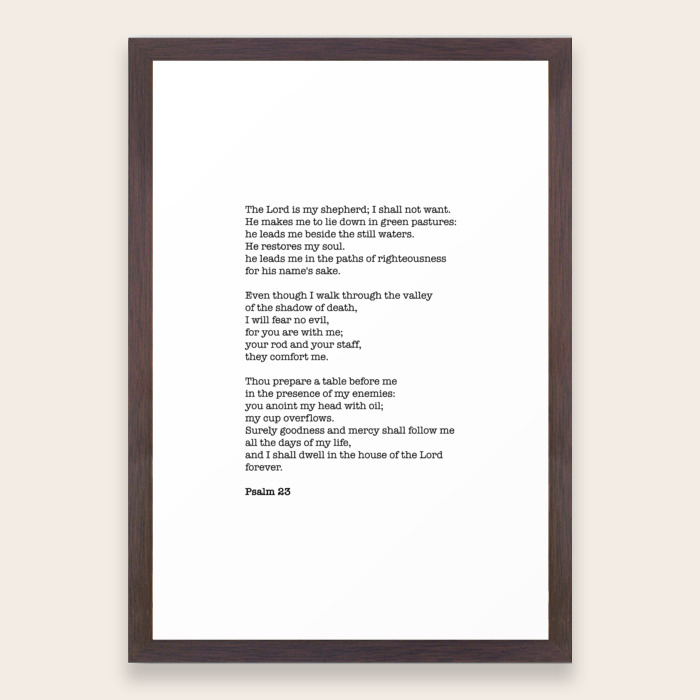 Psalm 23 Bible Verse Print The Lord Is My Shepherd Framed Art Print By Socoart Society6
