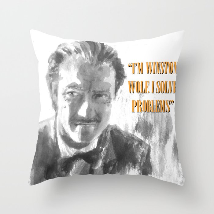 Winston Wolf in Pulp Fiction Throw Pillow