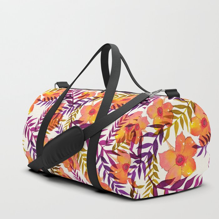 Tropical pattern lila mustard Duffle Bag