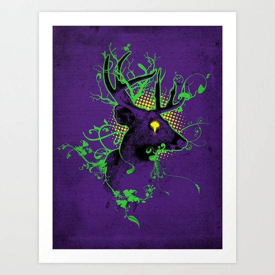 Trippy Ghost Deer Art Print