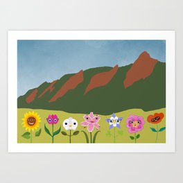 Field of Flowers at the Flatirons in Boulder, Colorado Art Print