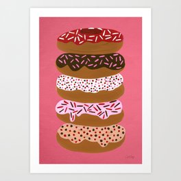 Stacked Donuts on Cherry Art Print