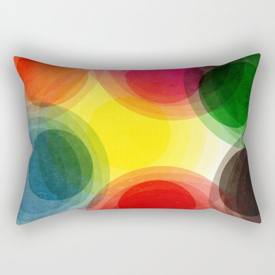 Colorful Retro Circles Rectangular Pillow