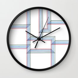 Parallel and perpendicular hand-drawn color pen lines "Geometric Works" Wall Clock