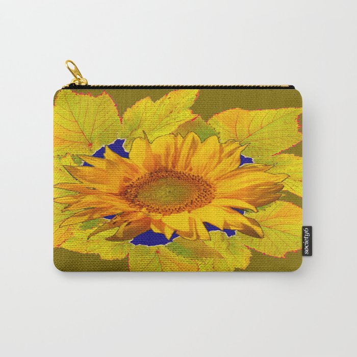 Decorative Leafy Green Yellow Sunflower Art Carry-All Pouch