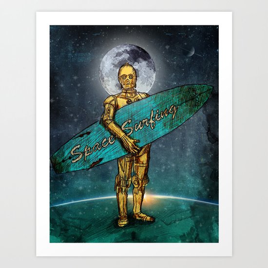 Space Surfer Art Print