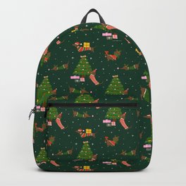 Christmas Dachshunds - Green Backpack