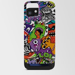 Abstract seamless comics monsters. Cartoon mutant repeated pattern iPhone Card Case