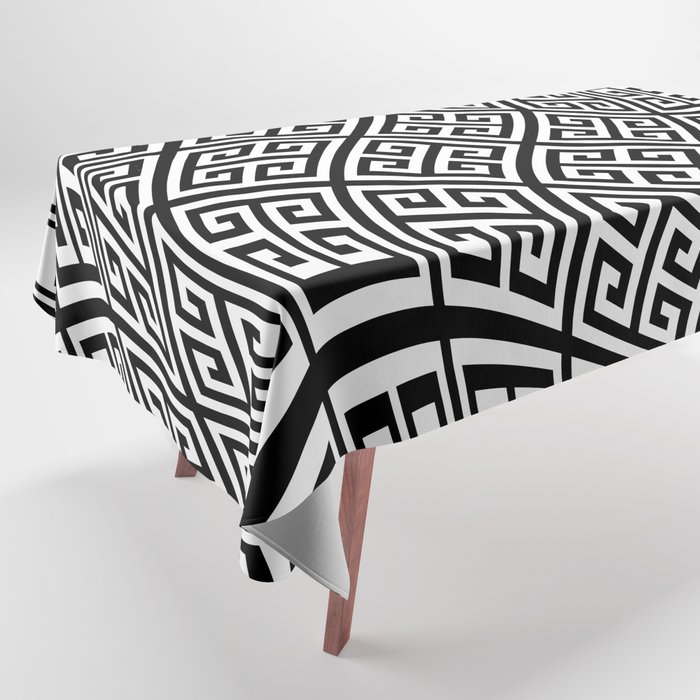 Black and White Greek Key Pattern Liquify Tablecloth