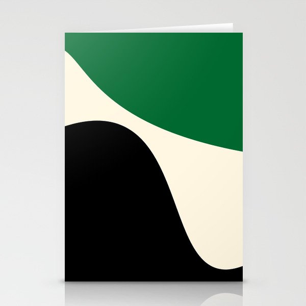 Simple Waves 4 - Green, Cream and Black Stationery Cards