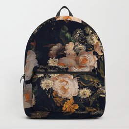 Antique Botanical Peach Roses And Chamomile Midnight Garden Backpack
