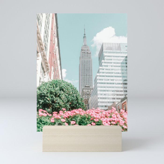 New York City Skyline Blue Travel Photography Mini Art Print