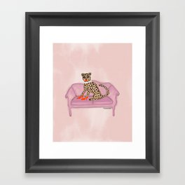Cheetah On The Couch Framed Art Print