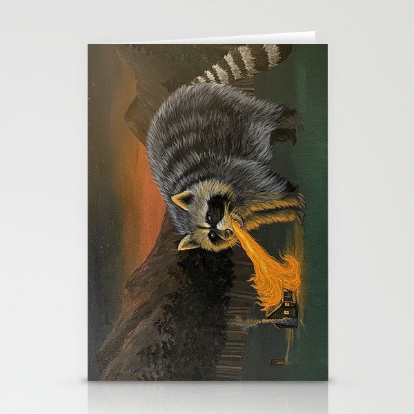 Fire Breathing Raccoon Stationery Cards