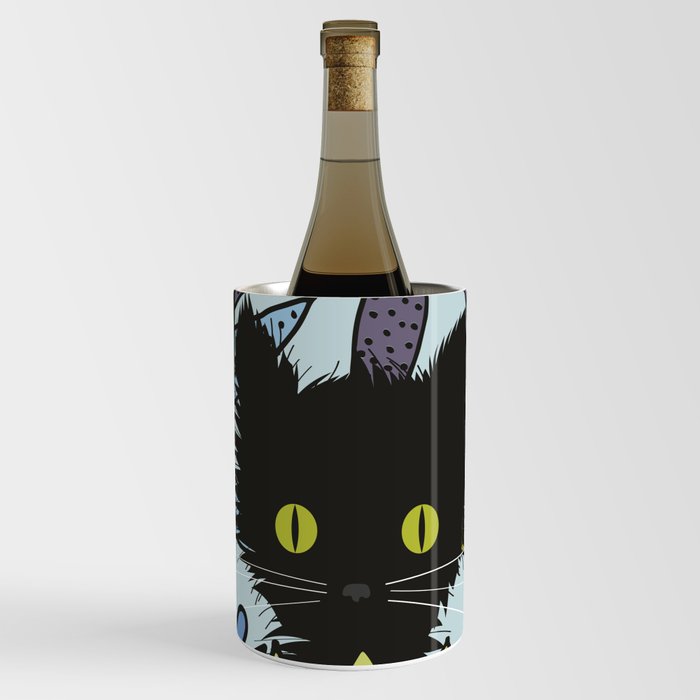 Black Cat in Blue Garden Wine Chiller