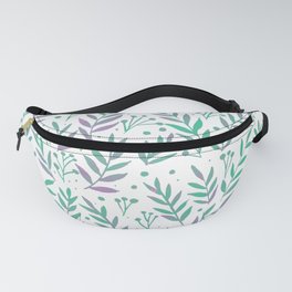 Watercolor branches - pastel green and very peri Fanny Pack