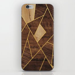 Three Wood Types Blocks Gold Stripes iPhone Skin