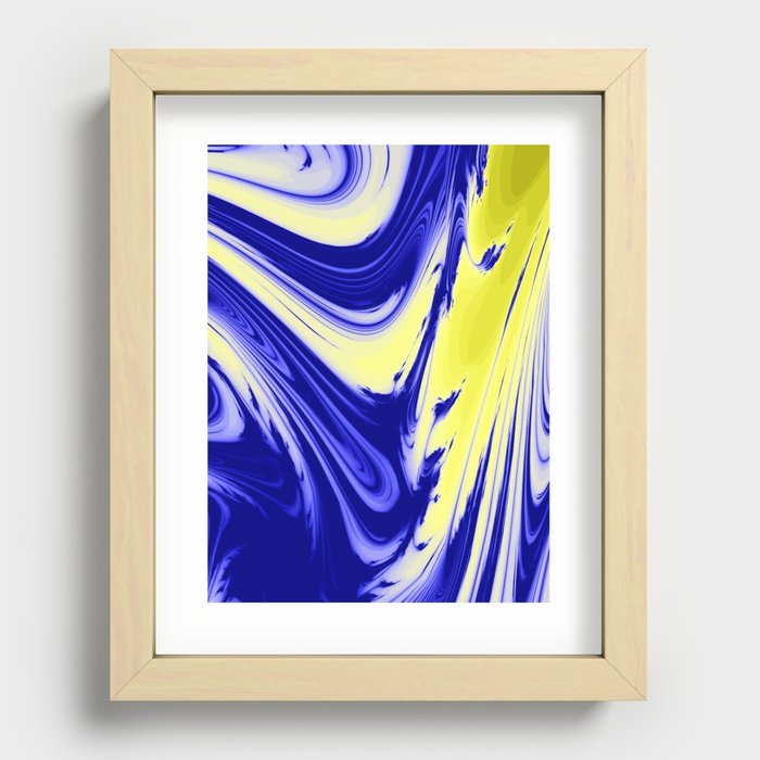 Swirls Of Blue and Yellow Recessed Framed Print