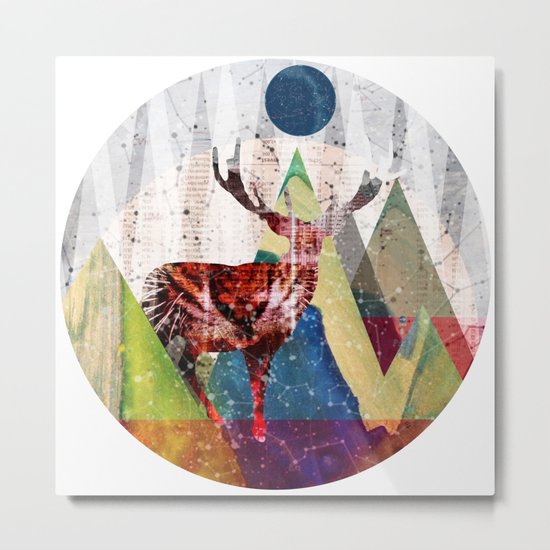 Wonder Wood Dream Mountains - Red Deer Dream Illusion 2 Metal Print