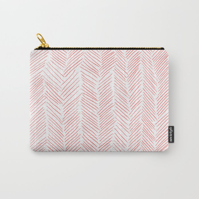 Living Coral Herringbone Carry-All Pouch